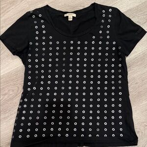 Burberry Black Eyelet Short Sleeve Top
